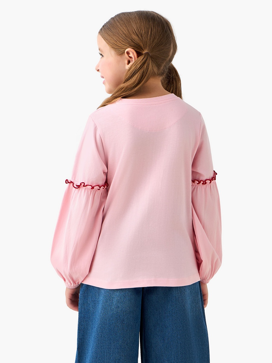 Crew Neck Long Sleeves T-Shirt with Sequinned Heart