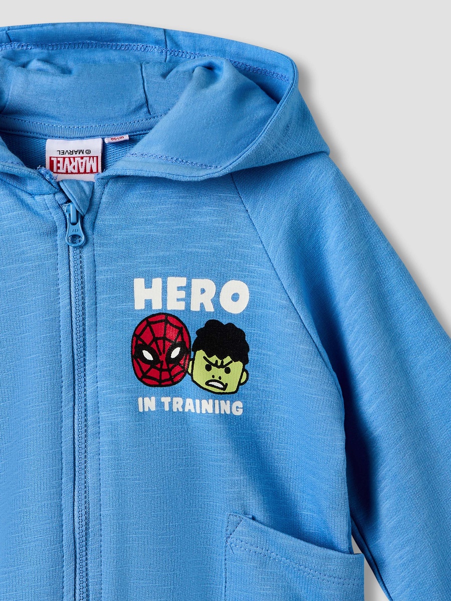 Hooded Long Sleeves Sweatshirt and Joggers Set with Avengers Print
