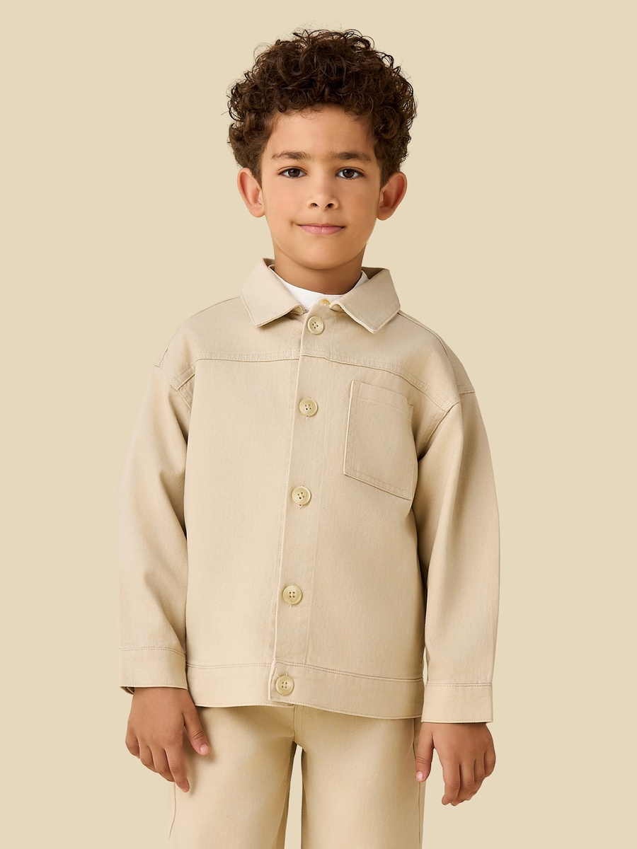 Collared Neck Long Sleeve Shacket and Pants Set with Pocket