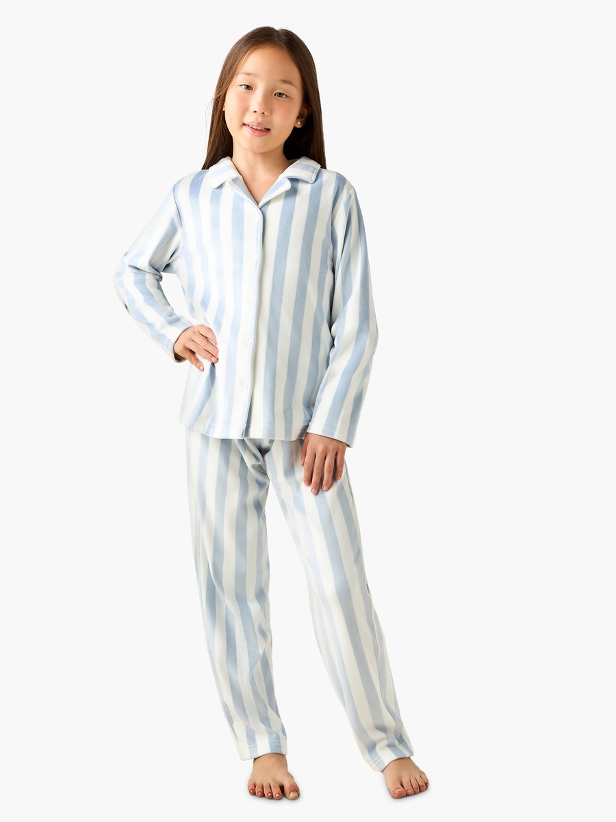 Cotton Collared Neck Long Sleeve Pyjama Set with Stripes
