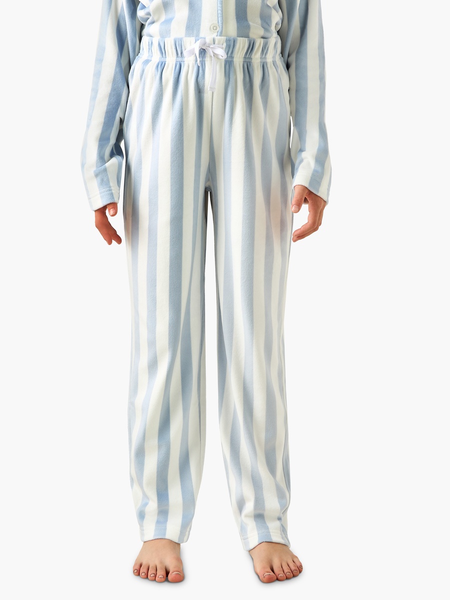 Cotton Collared Neck Long Sleeve Pyjama Set with Stripes