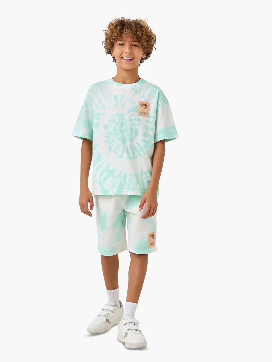 Crew Neck Short Sleeve T-Shirt and Shorts Set with Drawstring Closure