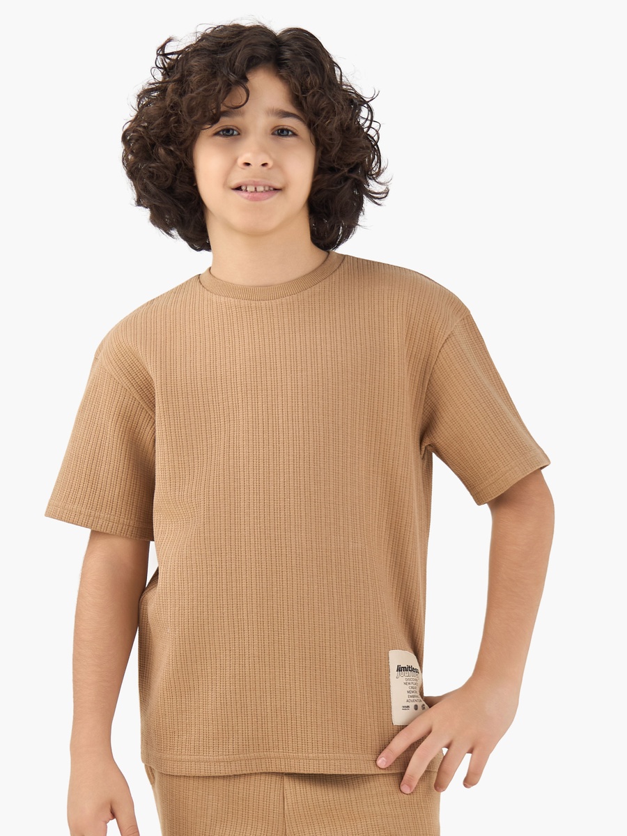 Crew Neck Short Sleeve T-Shirt and Shorts Set with Drawstring Waist