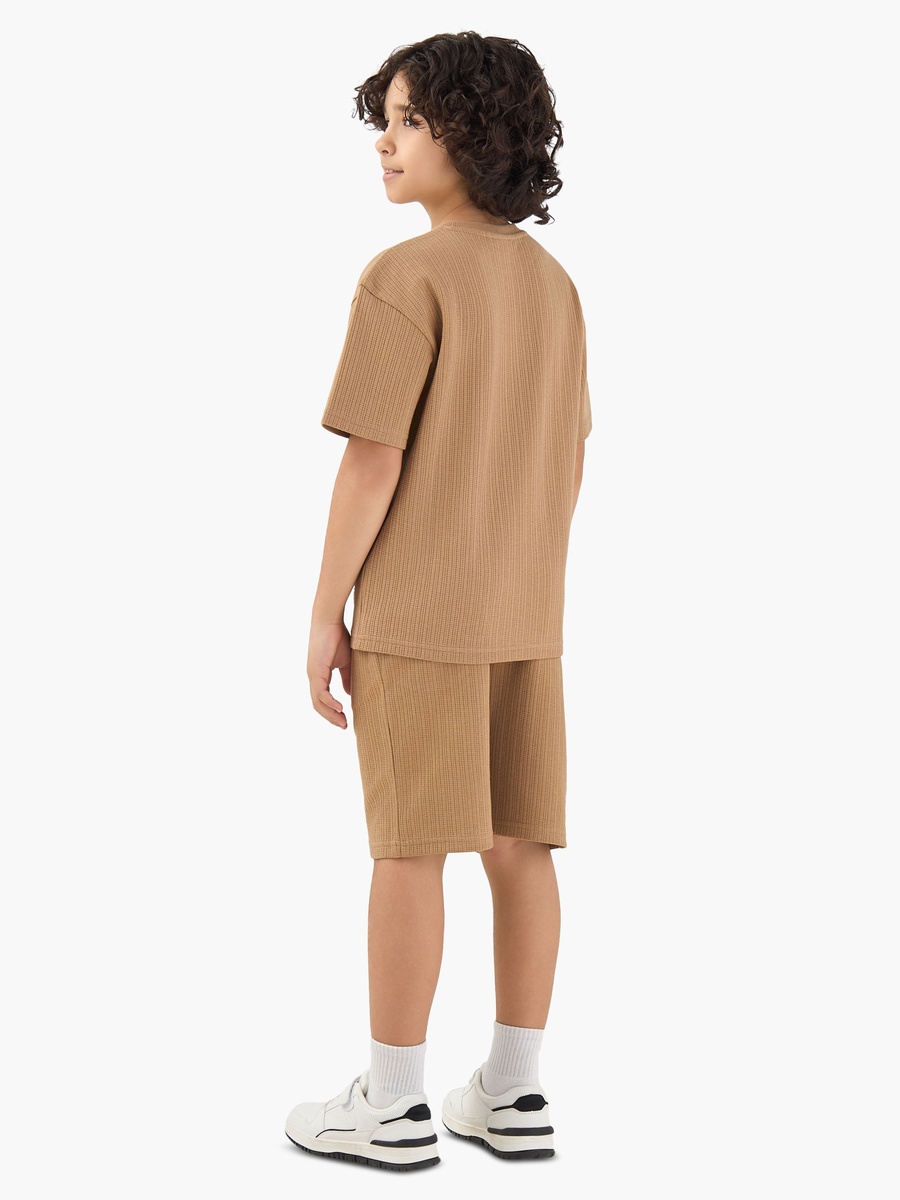 Crew Neck Short Sleeve T-Shirt and Shorts Set with Drawstring Waist