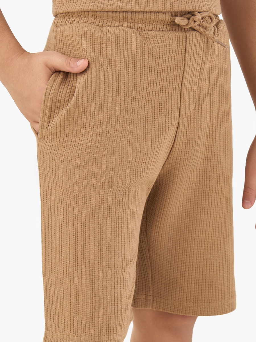 Crew Neck Short Sleeve T-Shirt and Shorts Set with Drawstring Waist