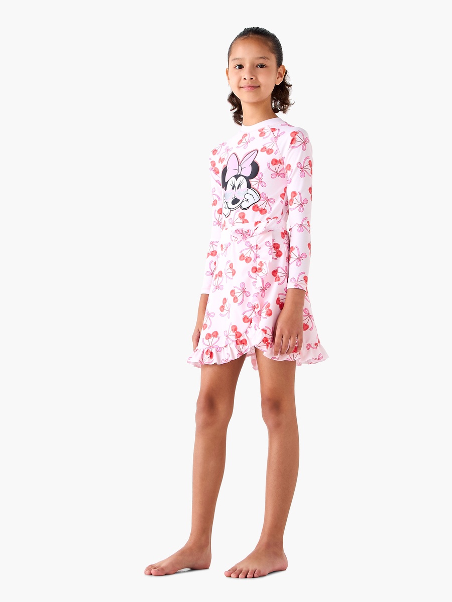 Minnie Mouse Print Swimsuit with Swim Skirt
