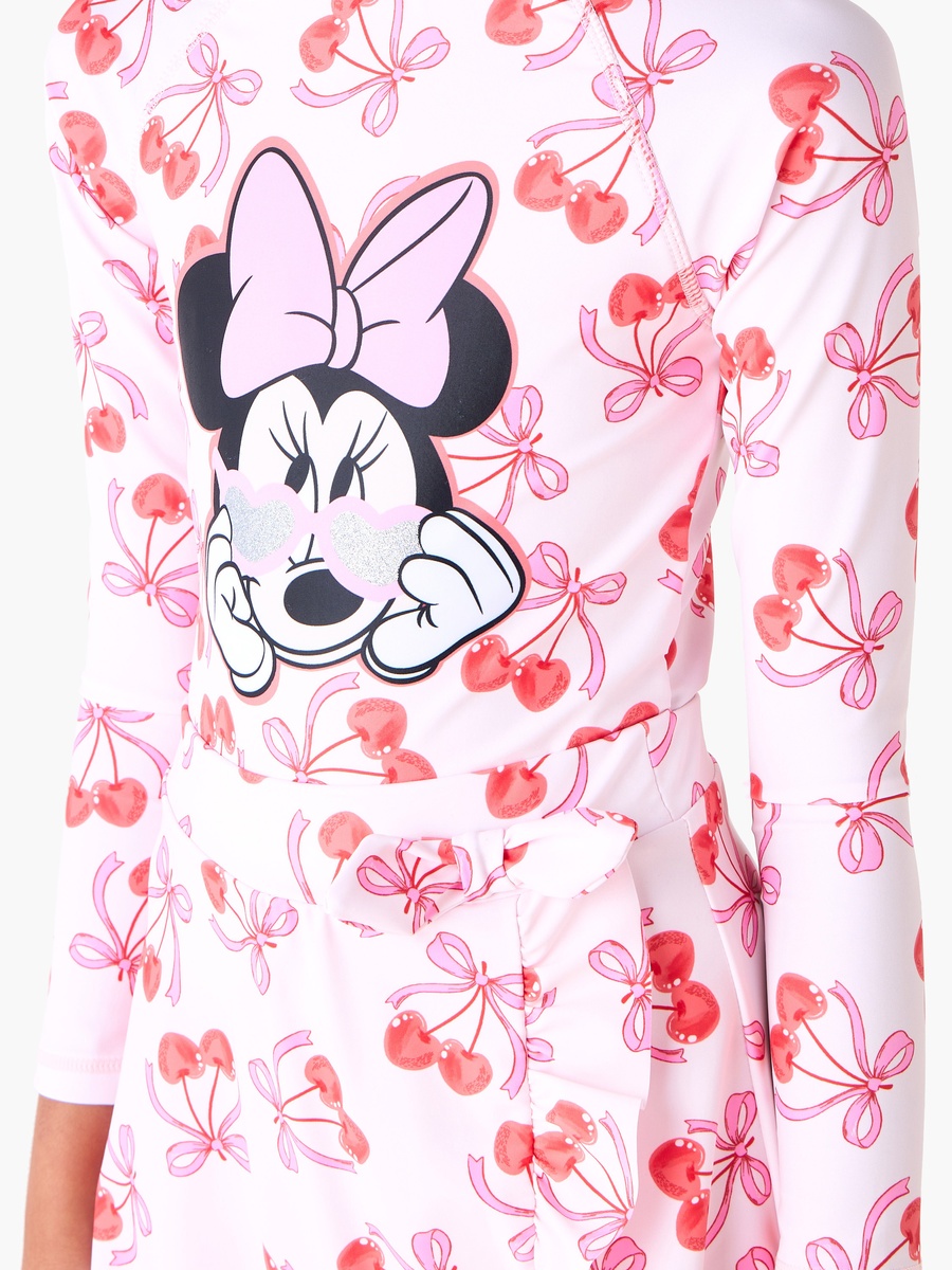 Minnie Mouse Print Swimsuit with Swim Skirt
