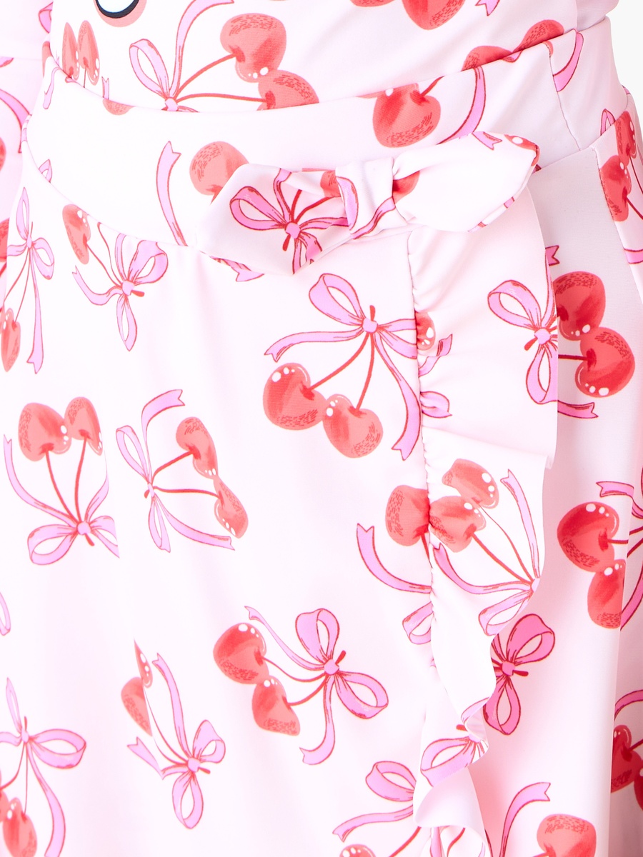 Minnie Mouse Print Swimsuit with Swim Skirt