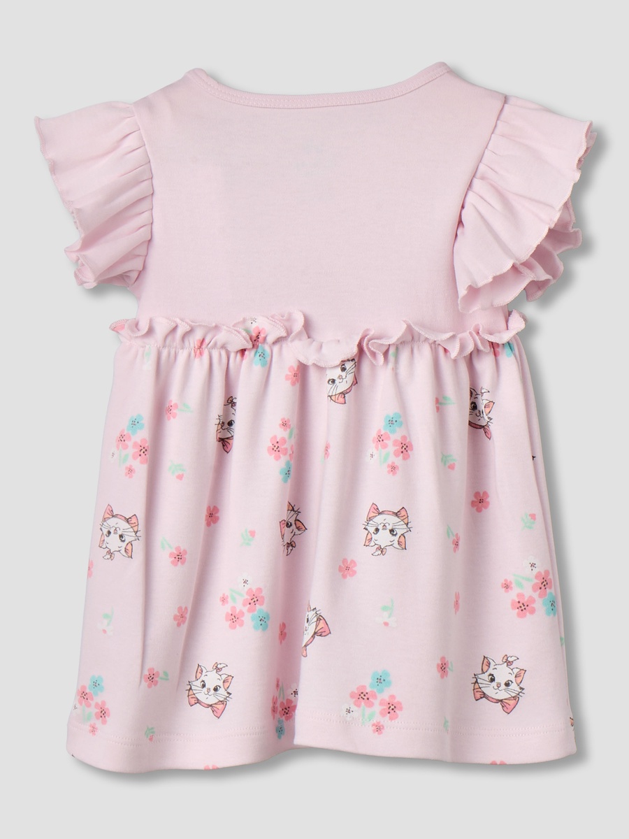 Round Neck Cap Sleeves Dress with Marie Print