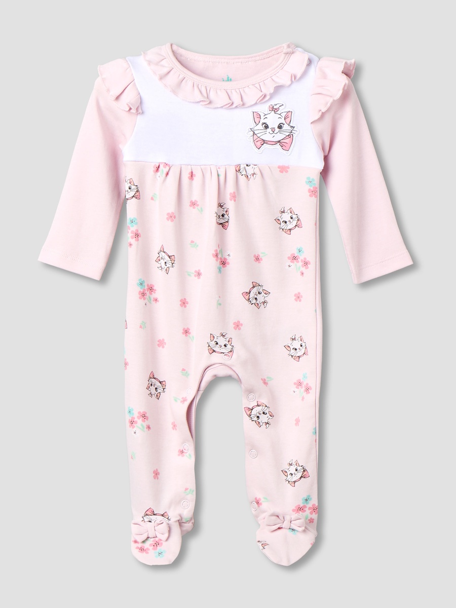 Cotton Round Neck Long Sleeves Sleepsuit with Marie Print
