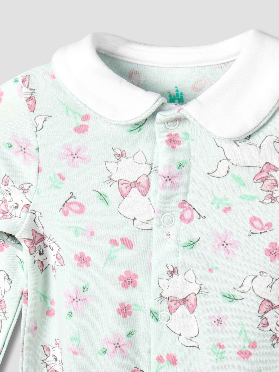 Cotton Collared Long Sleeves Sleepsuit with Marie Print