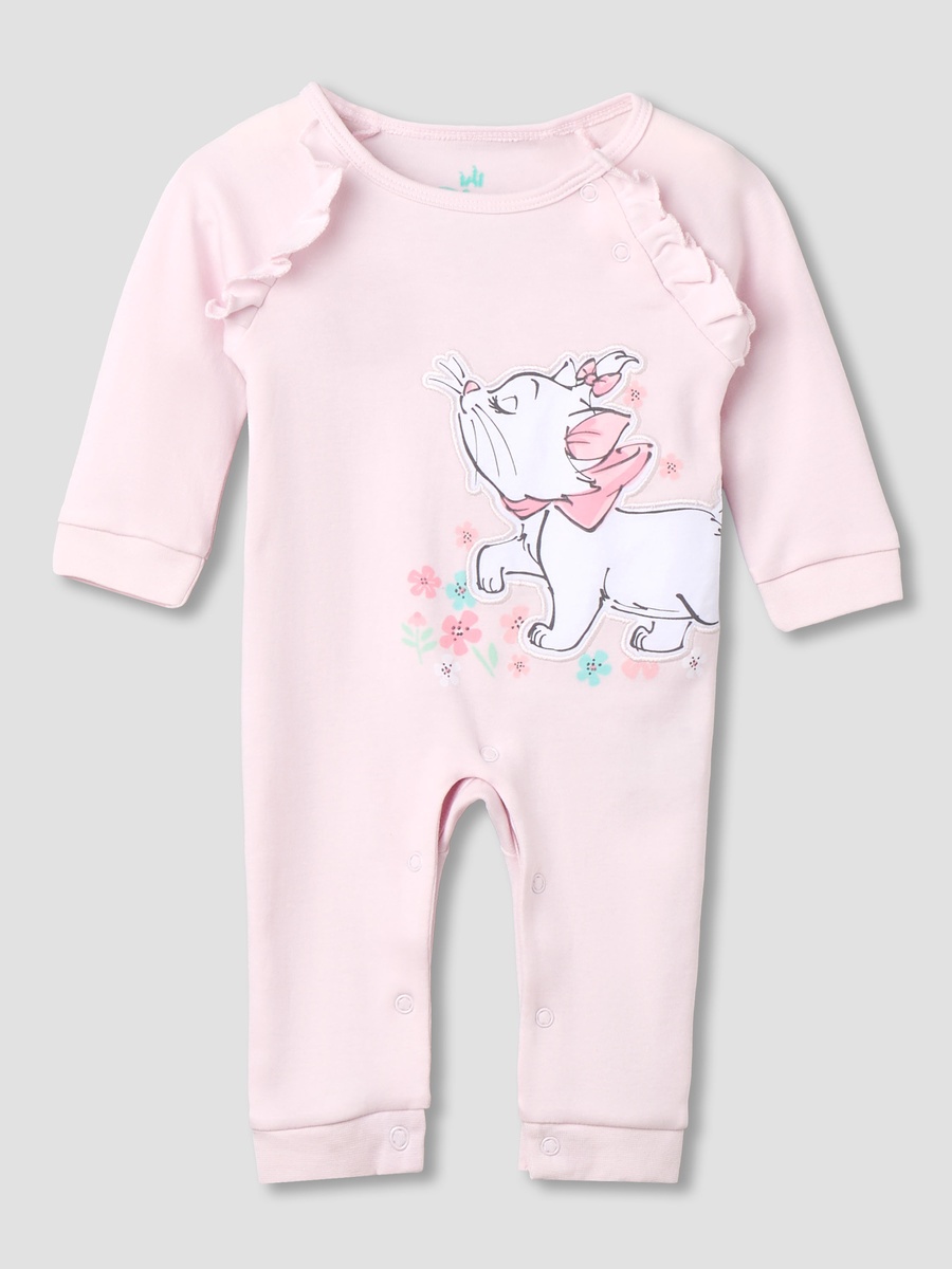 Cotton Round Neck Long Sleeves Sleepsuit with Marie Print