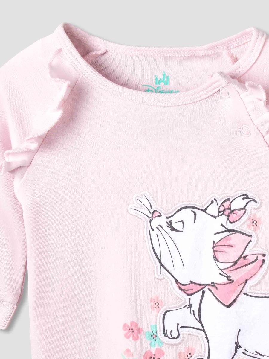 Cotton Round Neck Long Sleeves Sleepsuit with Marie Print