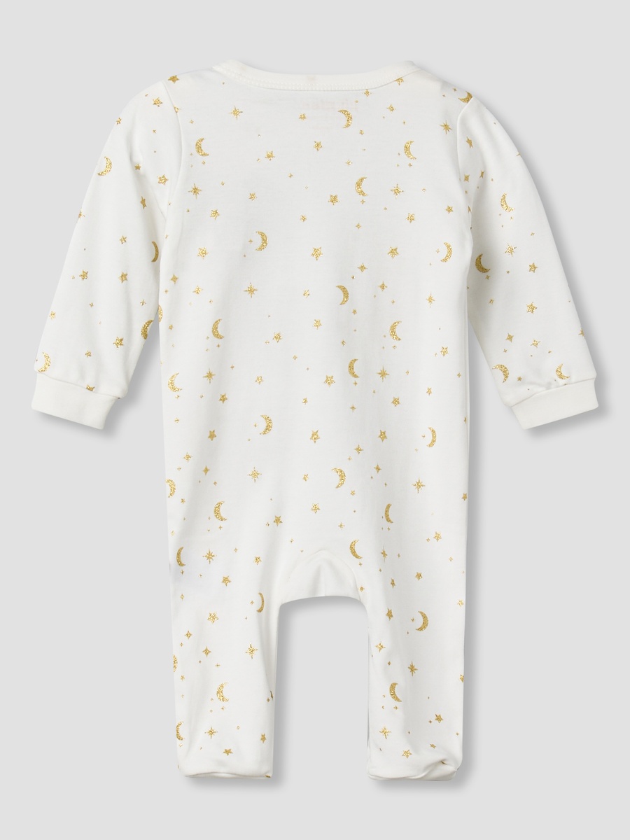 Cotton Round Neck Long Sleeve Sleepsuit with Snap Button Closure