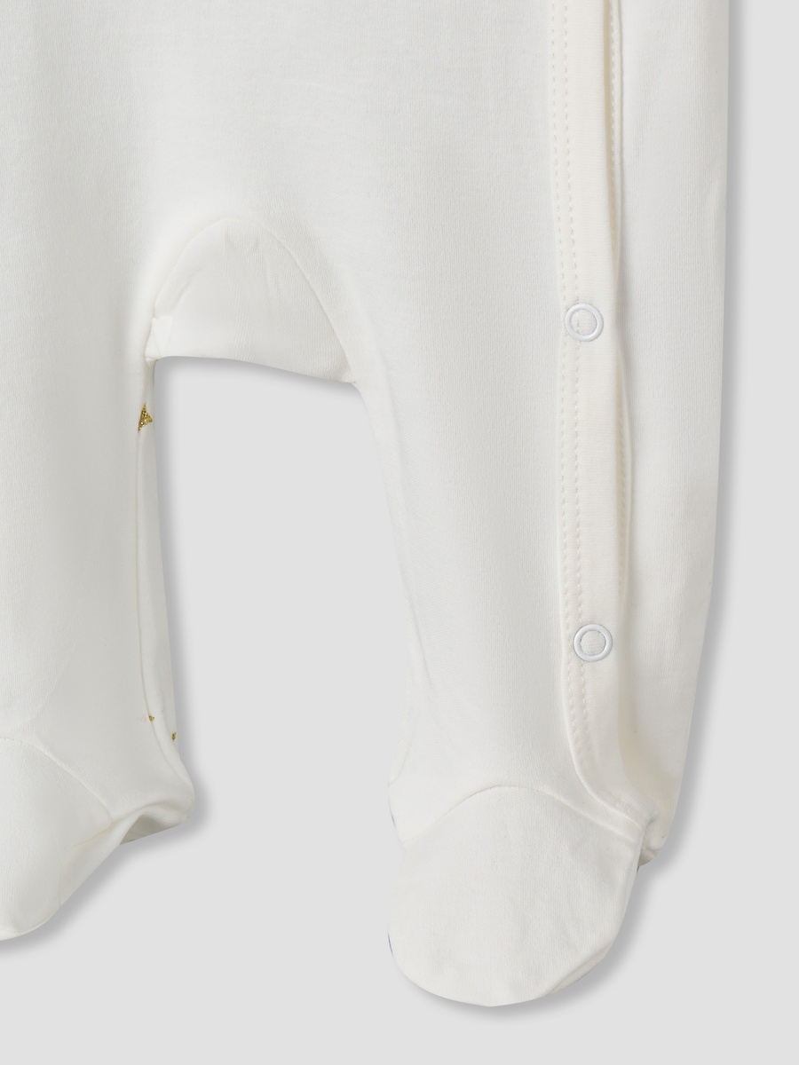 Cotton Round Neck Long Sleeve Sleepsuit with Snap Button Closure