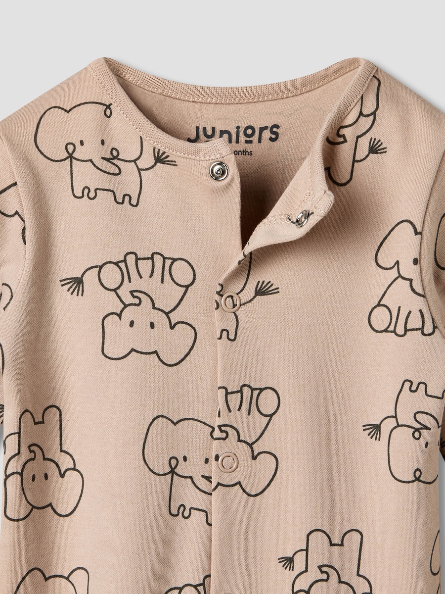 Pack of 2 Cotton Round Neck Long Sleeves Sleepsuit with Elephant Print