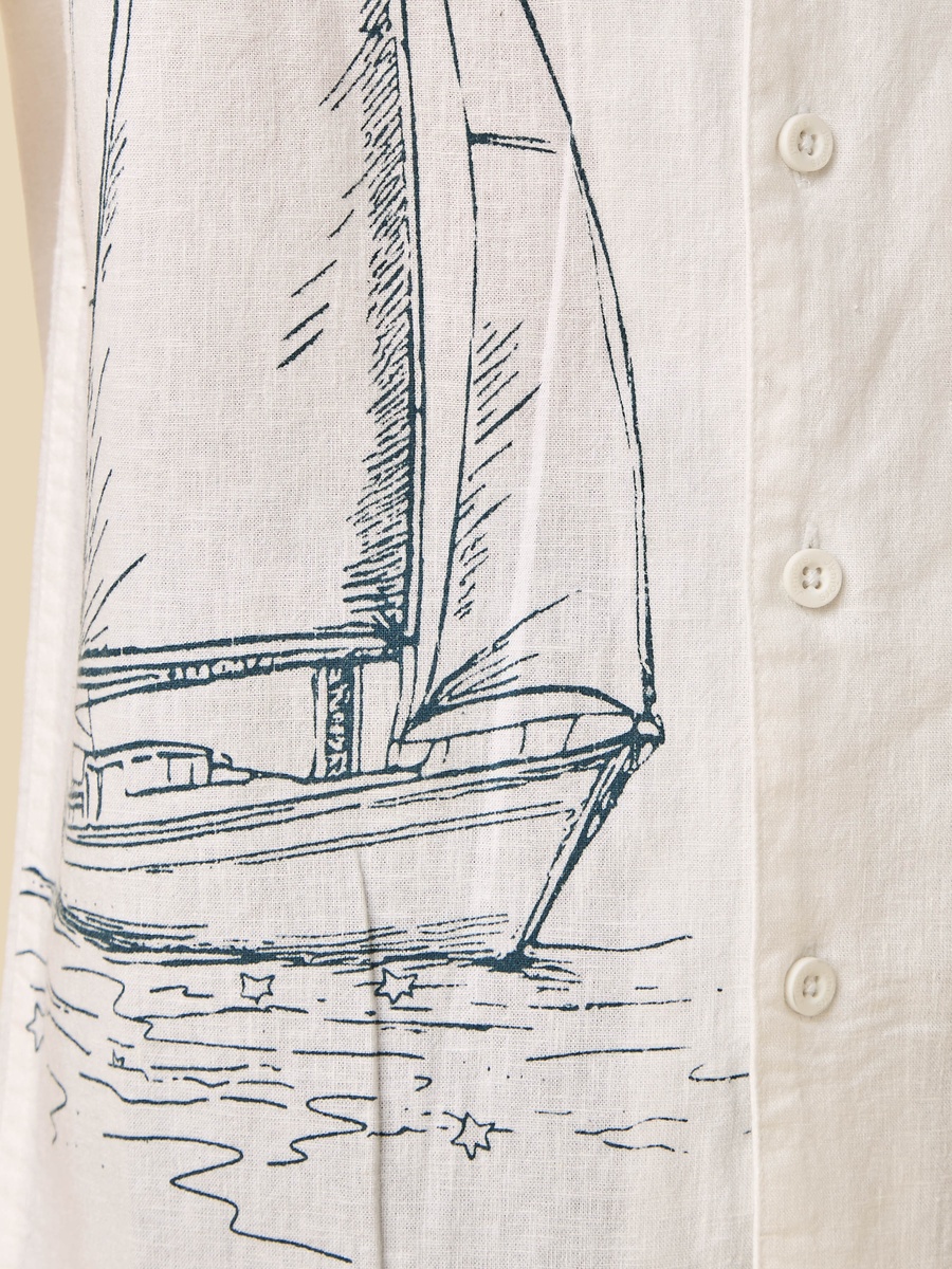 Short Sleeves Shirt with Sailboat Print