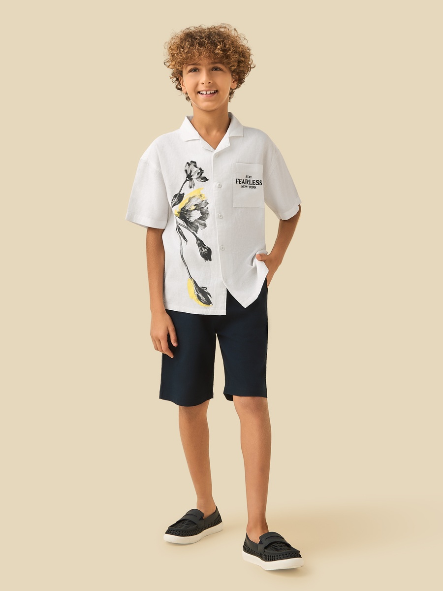 Short Sleeves Shirt with Floral Print
