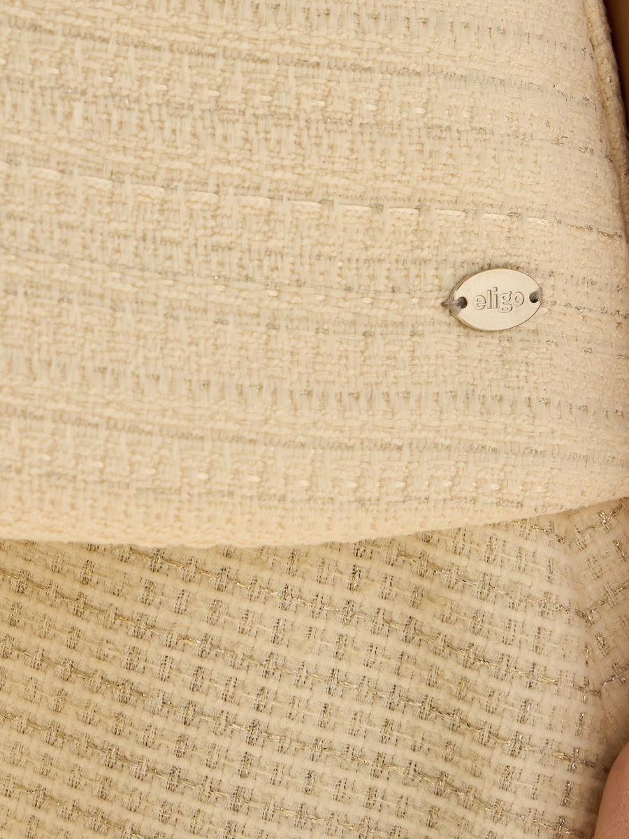 Round Neck Short Sleeves Shirt with Ruffle Detail