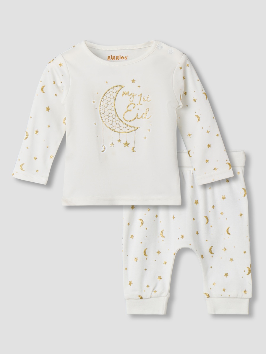 Cotton Round Neck Long Sleeve Pyjama Set with Print