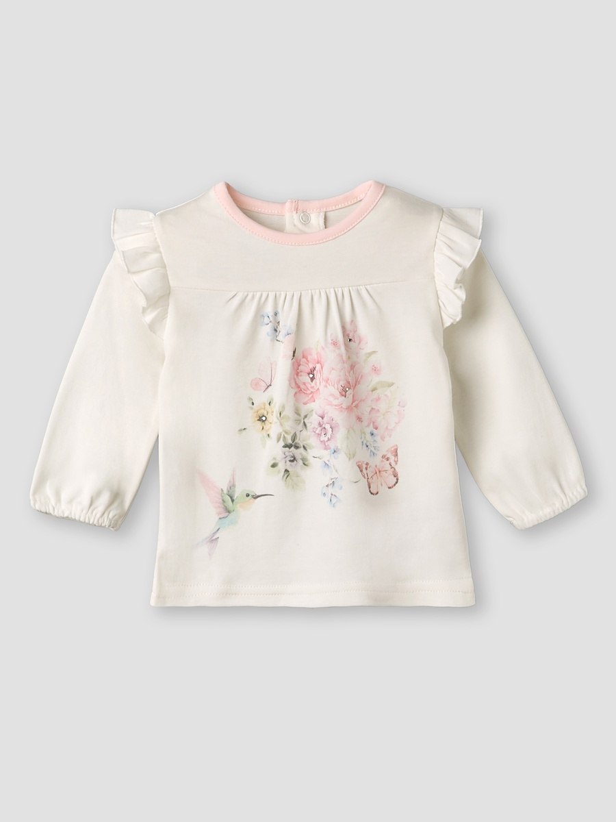Cotton Round Neck Long Sleeve Pyjama Set with Floral Print