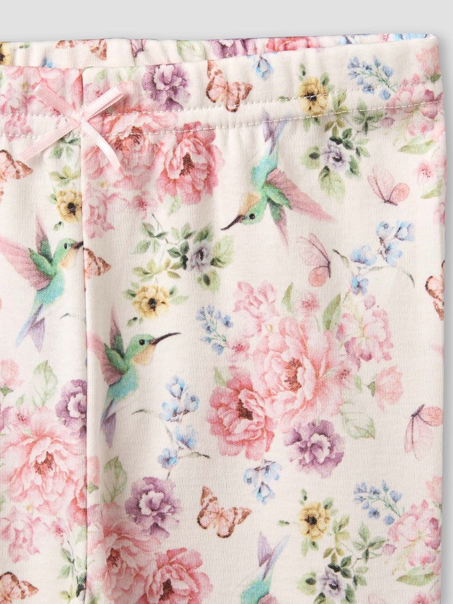 Cotton Round Neck Long Sleeve Pyjama Set with Floral Print