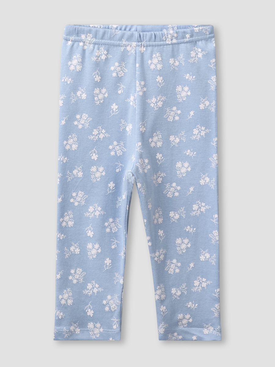 Cotton Round Neck Long Sleeve Pyjama Set with Floral Print