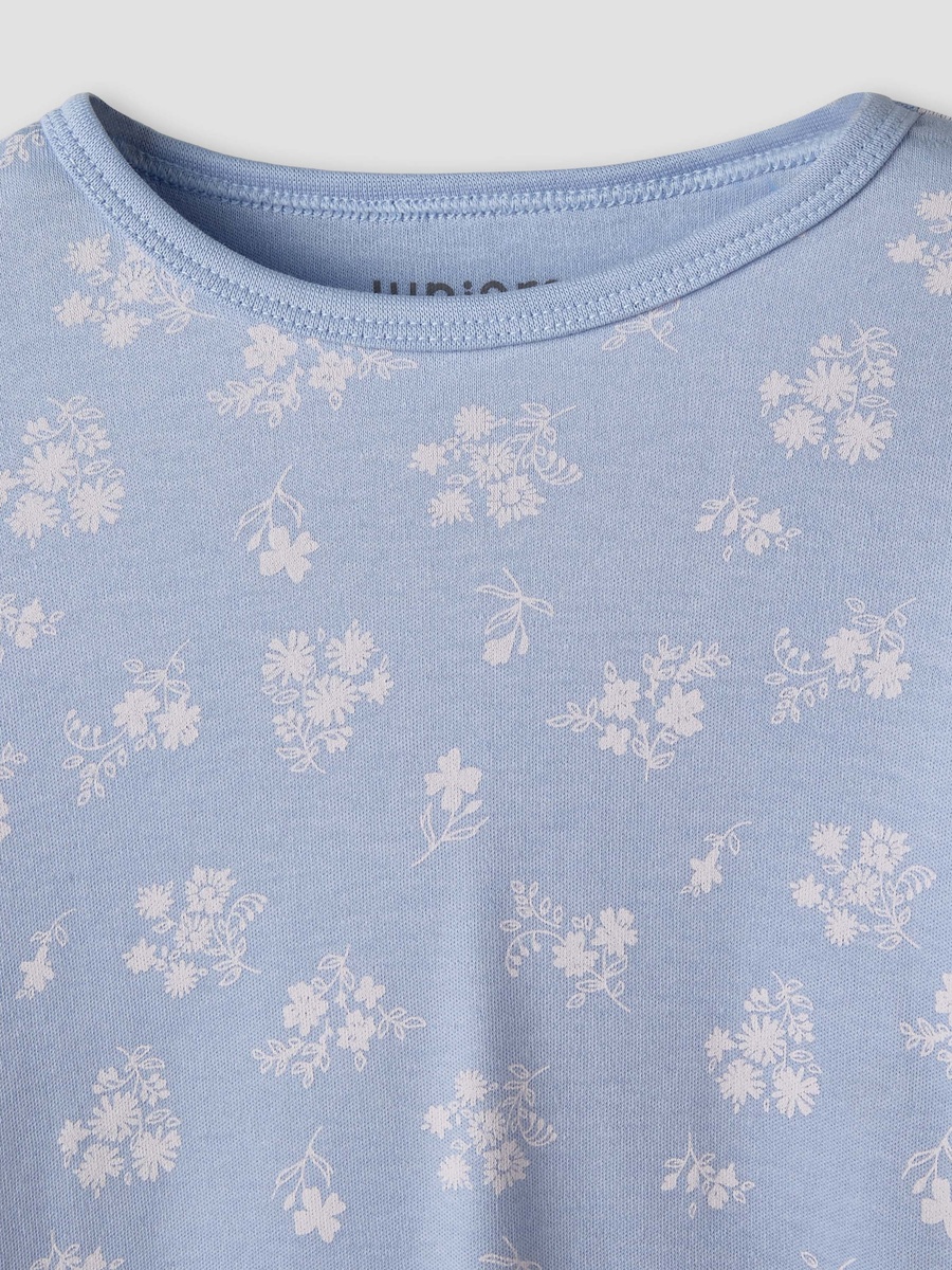 Cotton Round Neck Long Sleeve Pyjama Set with Floral Print