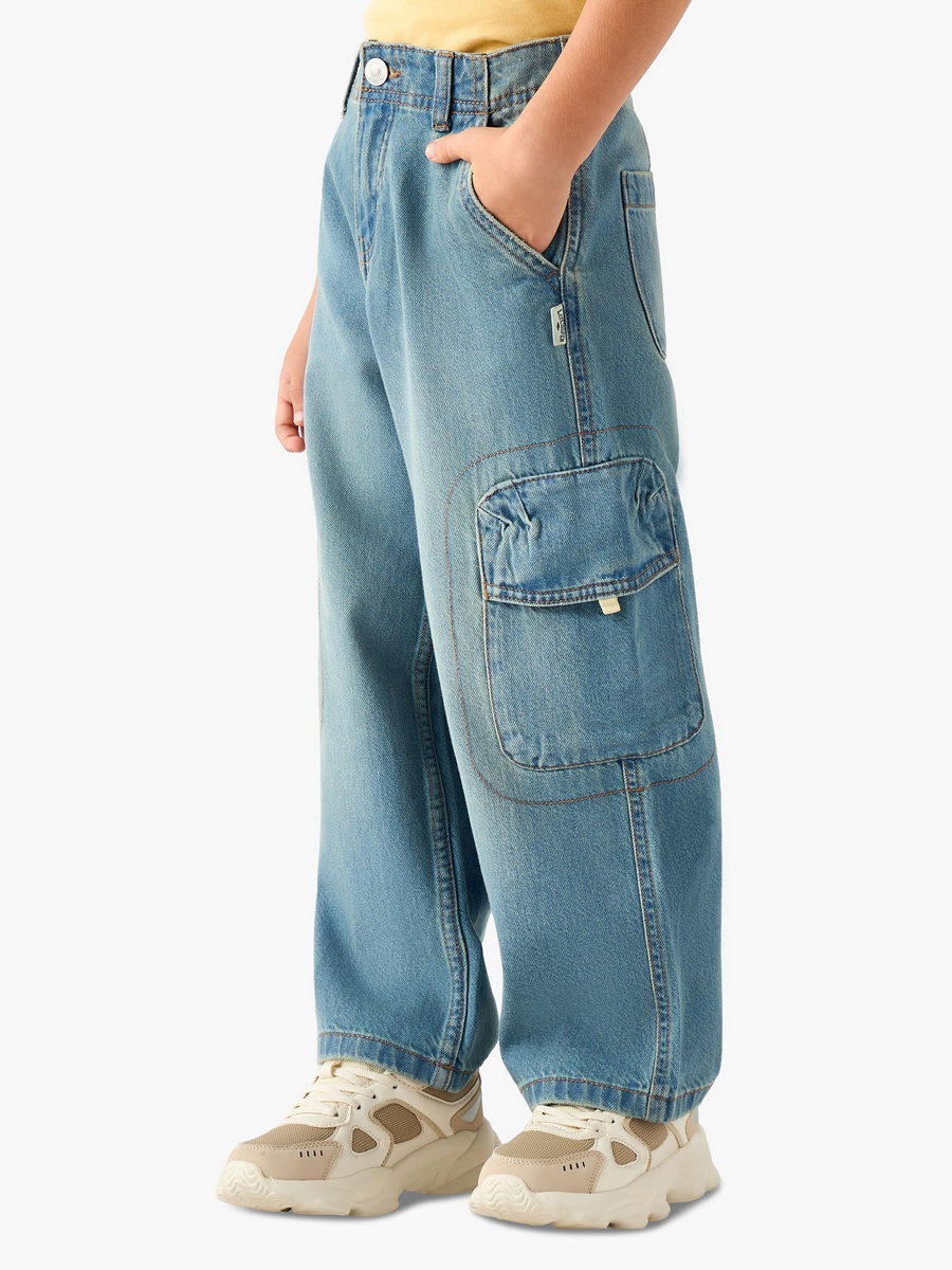 Mid-Rise Relaxed Fit Cargo Jeans
