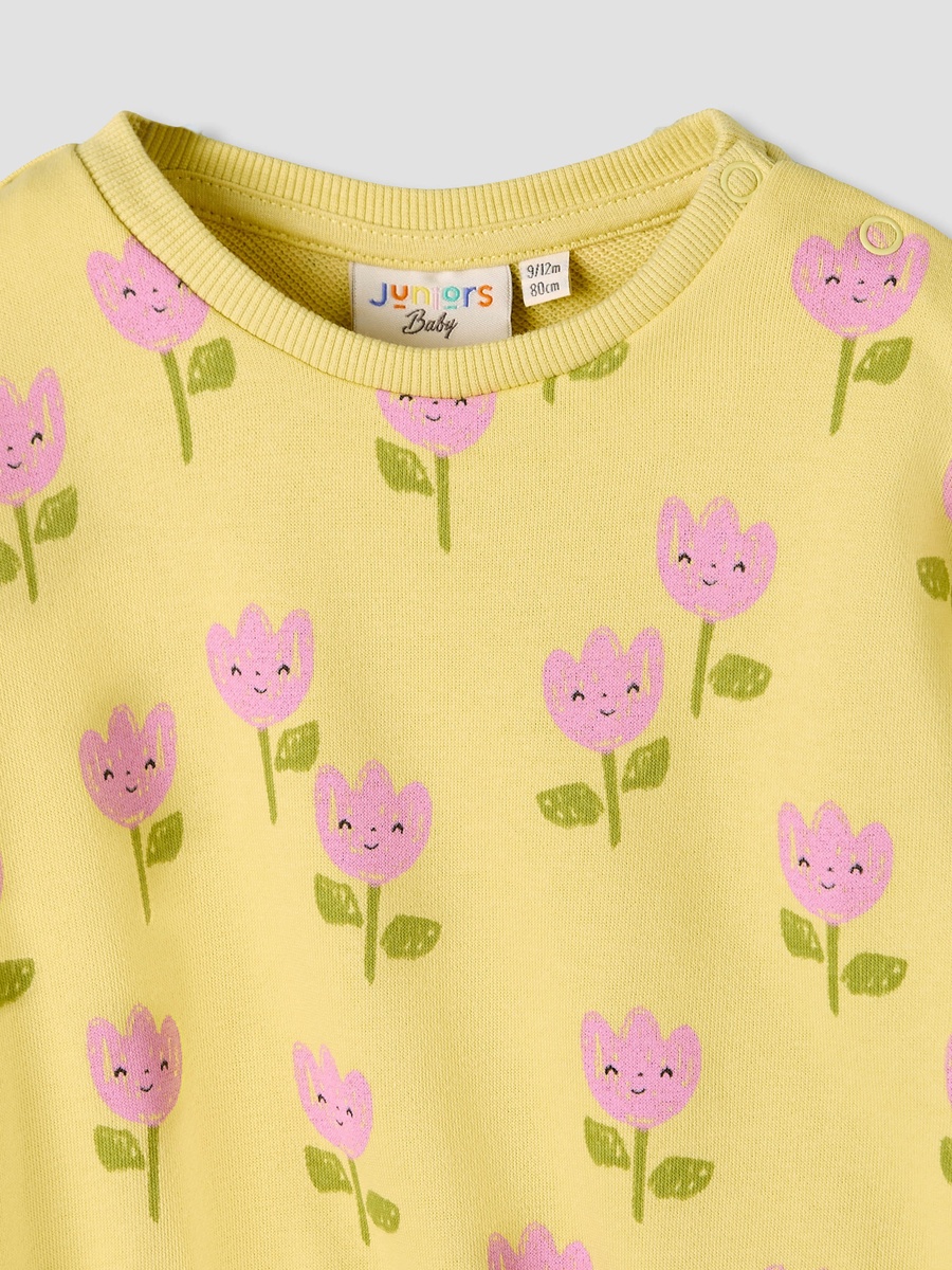 Floral Print Sweatshirt with Long Sleeves