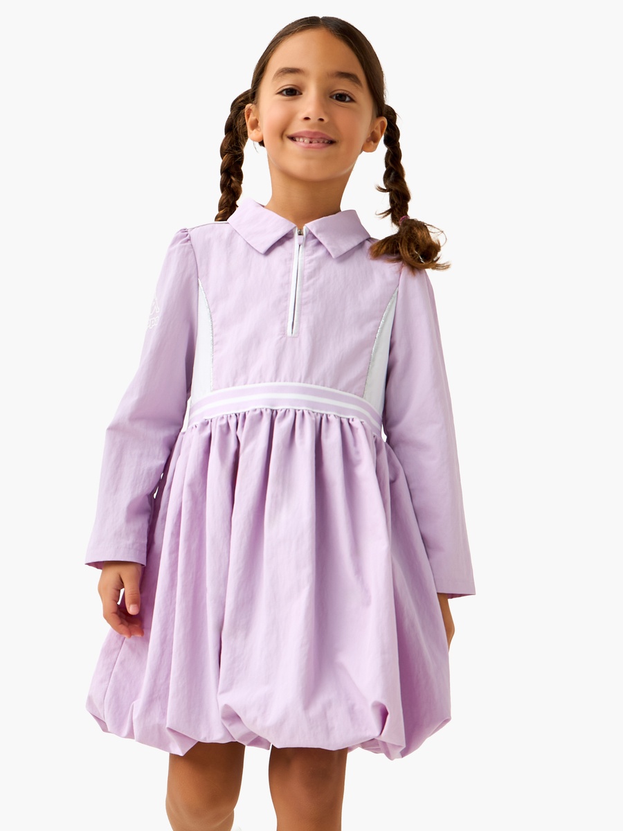 Collar Long Sleeves Dress with Logo Print