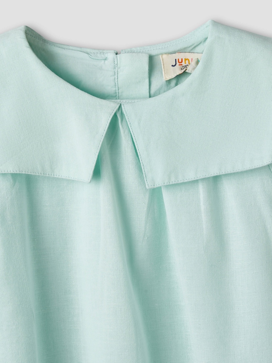 Sailor Collar Long Sleeves Drop Waist Dress with Ruffle Hem