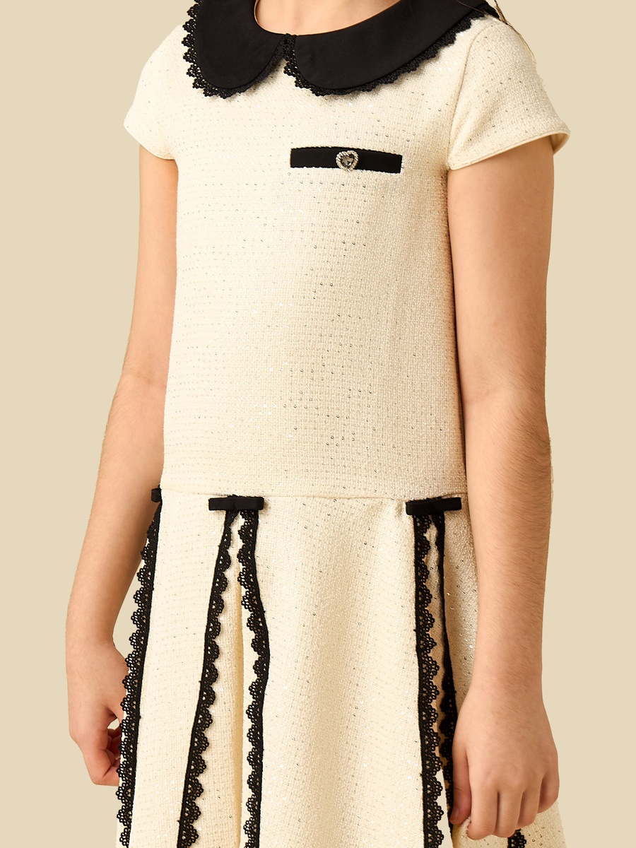 Peter Pan Collar Cap Sleeve Dress with Zip Closure
