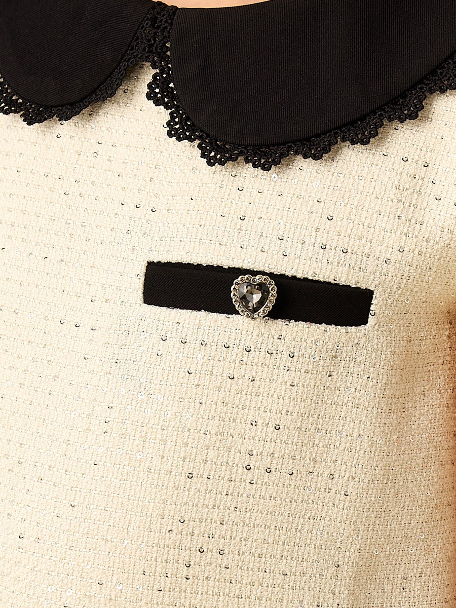 Peter Pan Collar Cap Sleeve Dress with Zip Closure