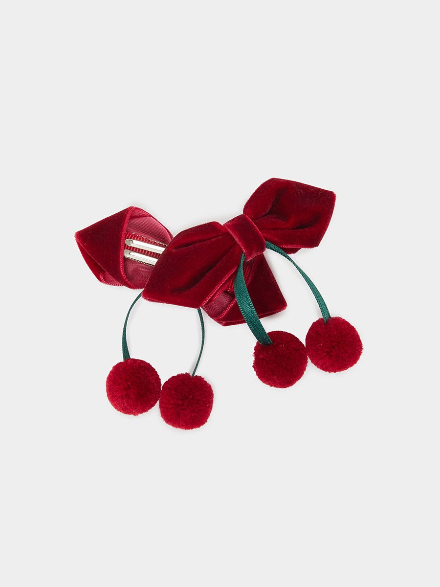 Set of 2 - Red Velvet Bow Hair Clips