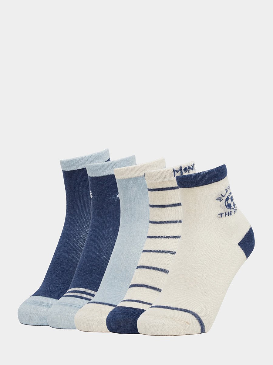 Pack of 5 - Kids Blue Ankle Socks