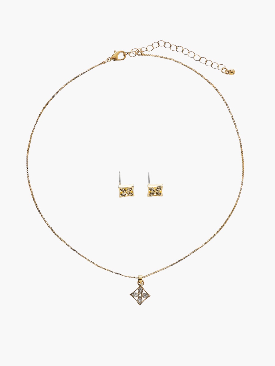 Set of 2 - Embellished Pendant Necklace and Earrings
