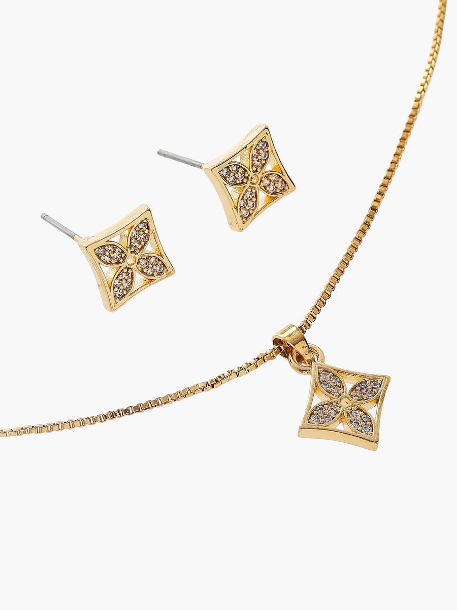 Set of 2 - Embellished Pendant Necklace and Earrings