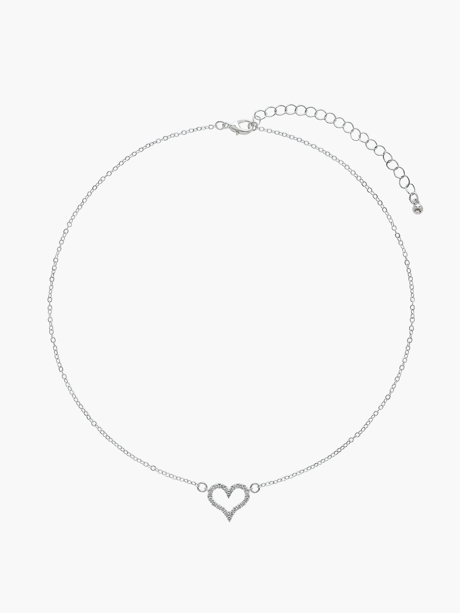 Embellished Heart Pendant Necklace and Earrings Set