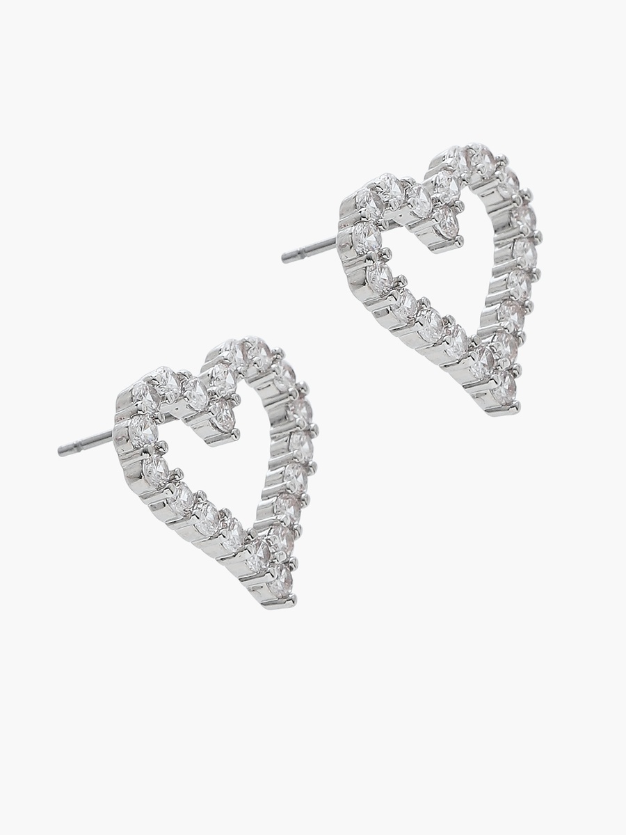 Embellished Heart Pendant Necklace and Earrings Set