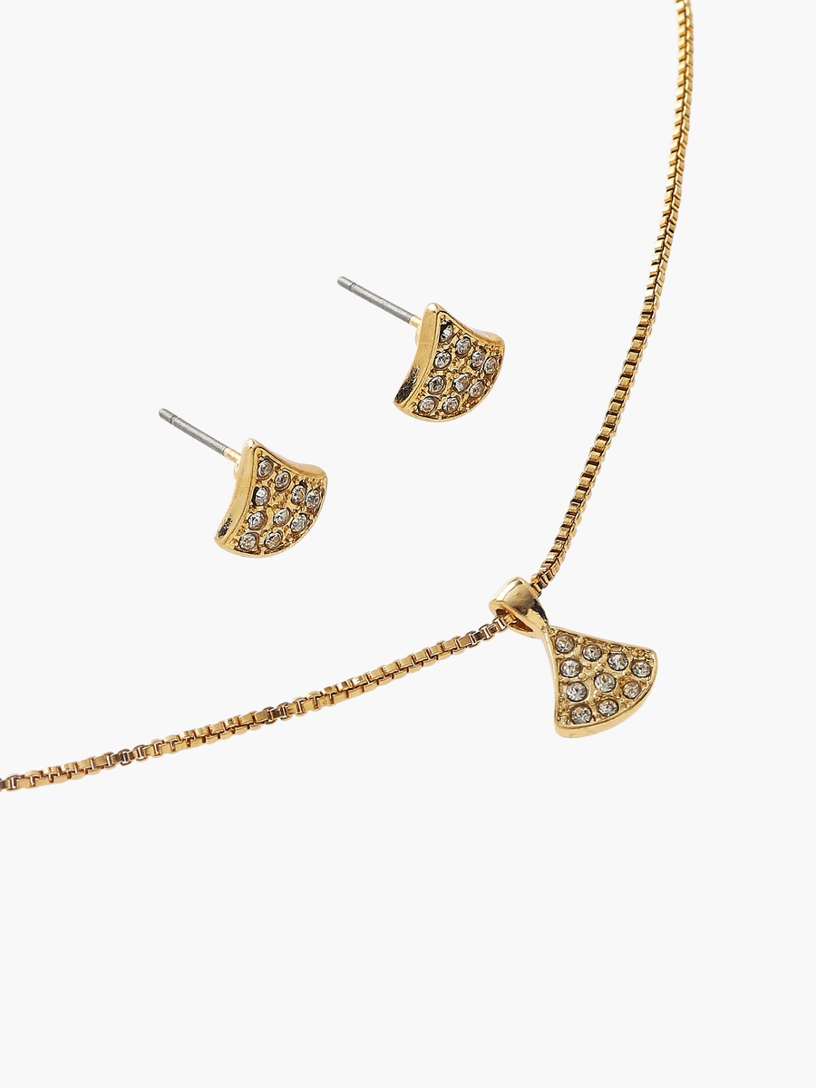 Set of 2 - Embellished Pendant Necklace and Earrings