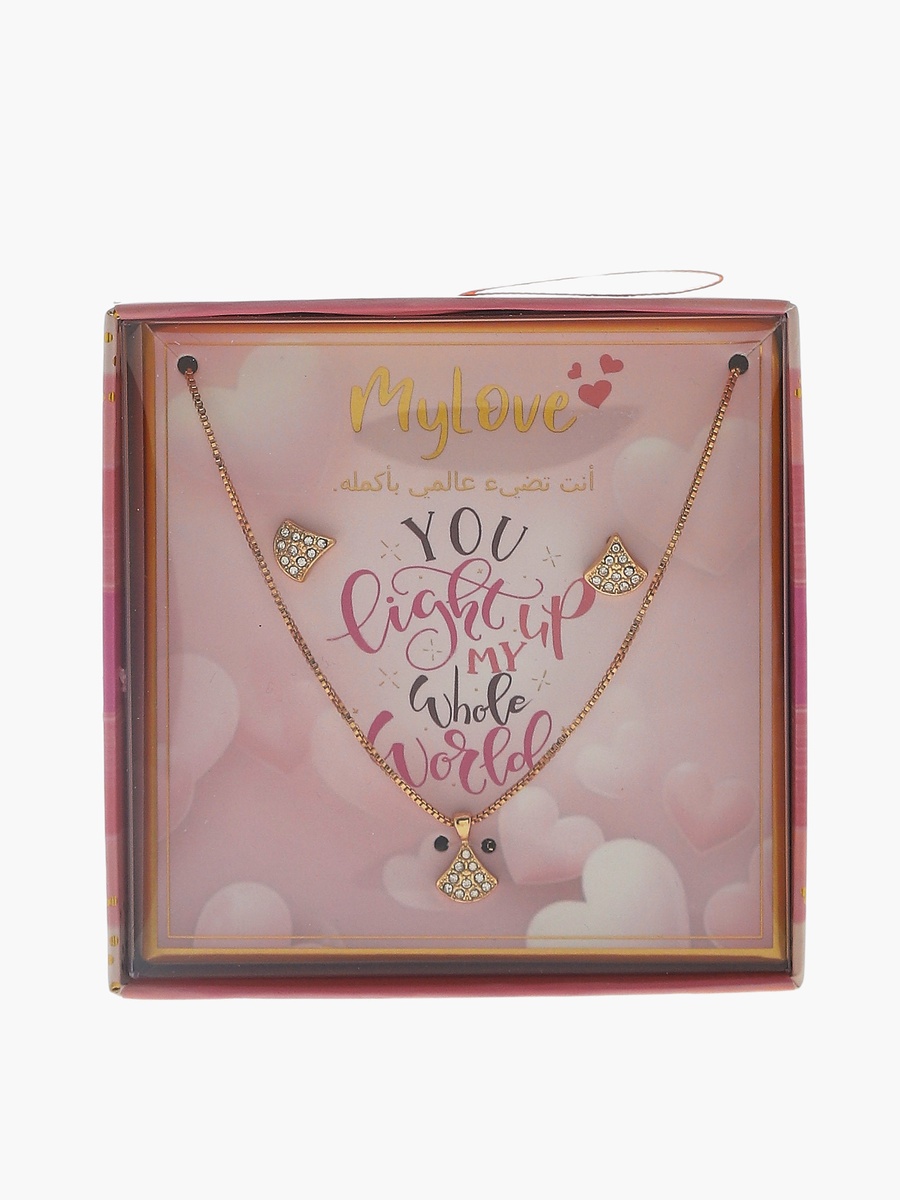 Set of 2 - Embellished Pendant Necklace and Earrings