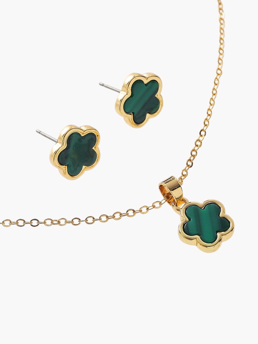 Set of 2 - Floral Pendant Necklace and Earrings