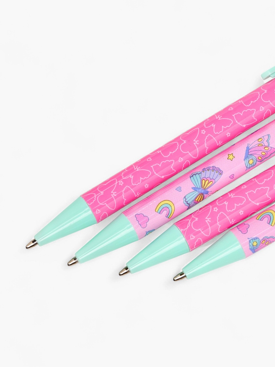 Ball Pen with Butterfly Charm - Set of 4