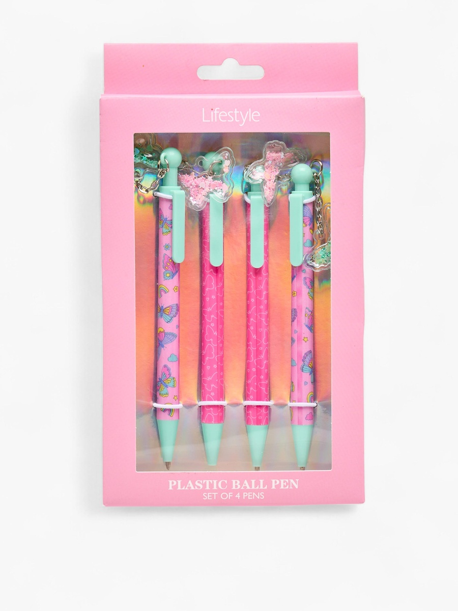 Ball Pen with Butterfly Charm - Set of 4