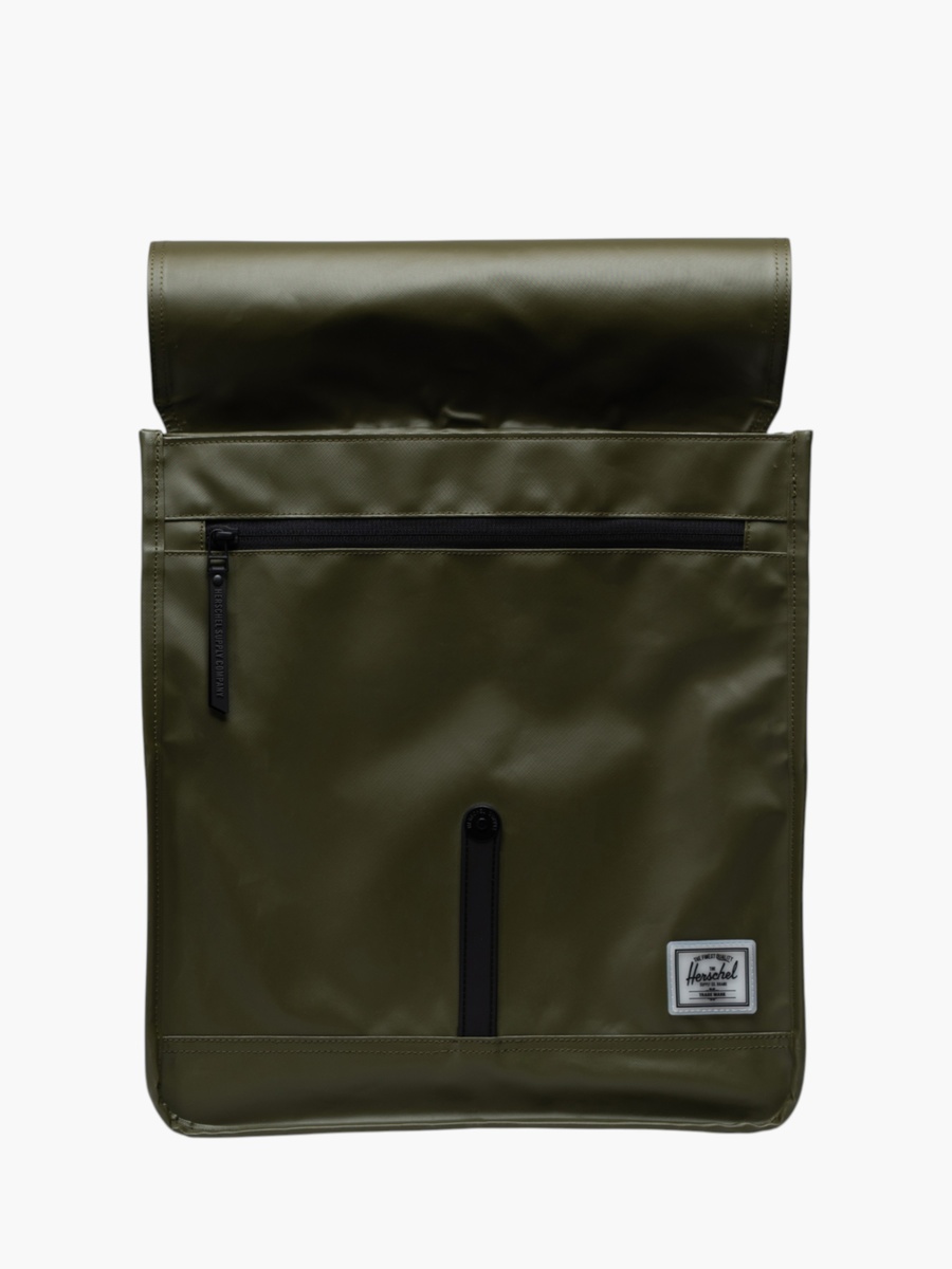 Solid Backpack with Magnetic Button Closure and Shoulder Straps - 36x32x13 cm