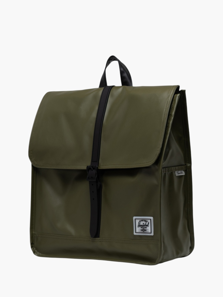 Solid Backpack with Magnetic Button Closure and Shoulder Straps - 36x32x13 cm