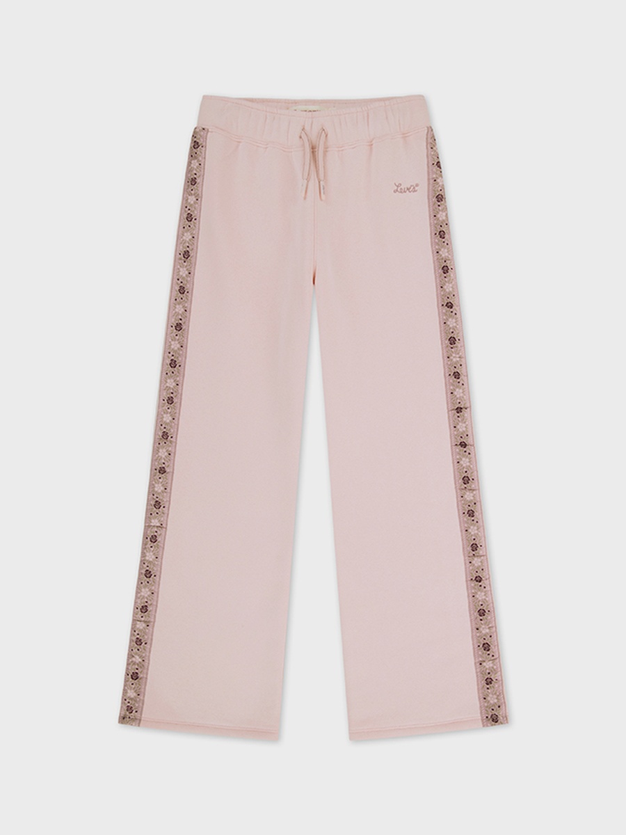 Girls Pink Wide Leg Joggers with Printed Detail