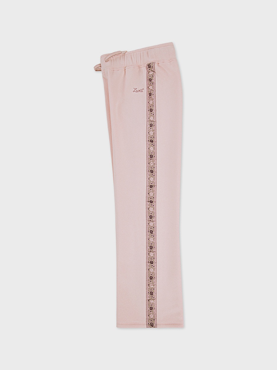 Girls Pink Wide Leg Joggers with Printed Detail