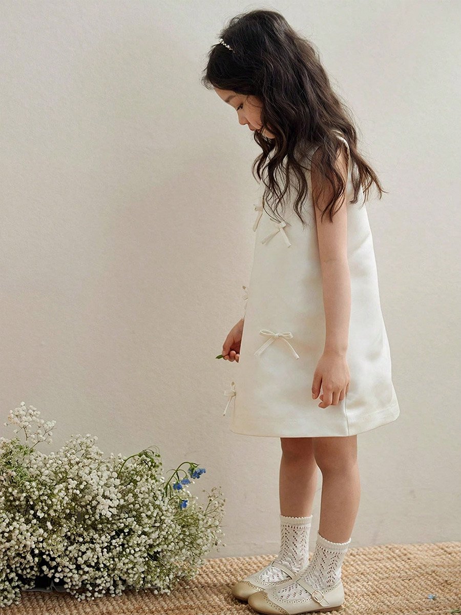 Girls Bow Detail Sleeveless Dress